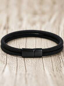 1pc Men's Double Layer Braided Bracelet, Unisex, Couple Bracelet, Multi-Color Casual Daily Fashion Accessory - Woven Bracelet - View 4