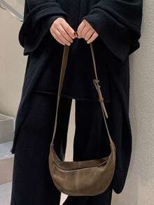 開學季韓系Ins小眾設計百搭托特包 大學生女款單肩包 藝術感購物袋 隨性學生課堂包 通勤外出購物包 - 棕色 - 查看 5
