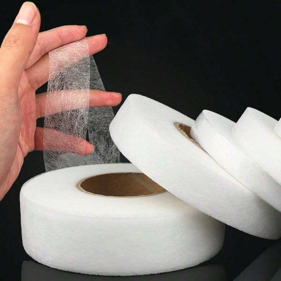 1/2/3cm X 25M Kain Nonwoven Perekat Dua Sisi Putih, Tipis, Dapat Disetrika, Pelapis Aksesori Pakaian, Pita Sisipan, Tepi Bawah Jaring Pelapis - A - View 1