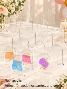 10/20/30 Sets Wedding Table Cards, Reusable Acrylic Number Plates, DIY Blank Seat Reservation Clips, Centerpiece Decor - Clear - View 1