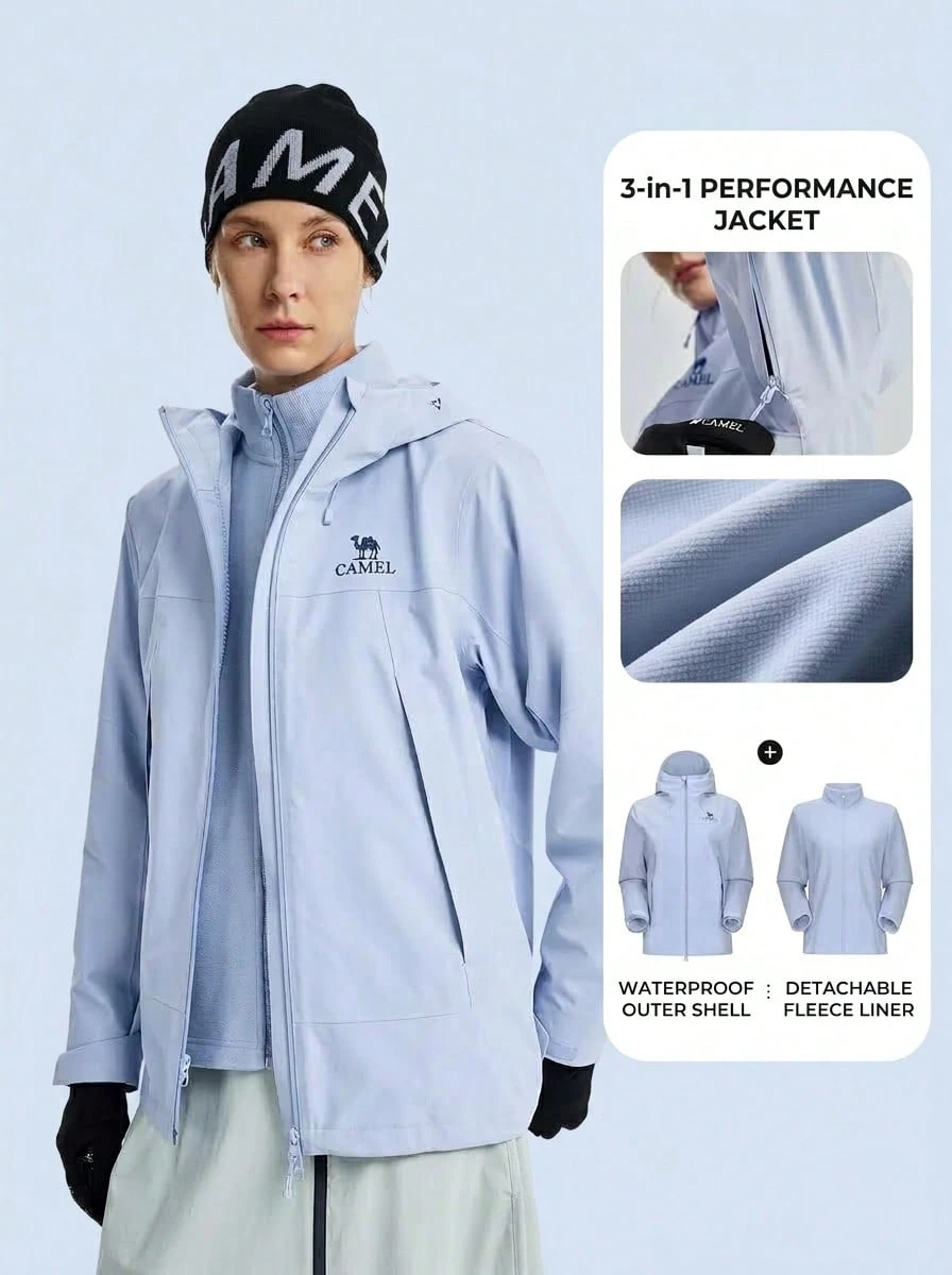 CAMEL CROWN Women's Chama PLUS 3-In-1 Professional Outdoor Jacket, Waterproof Hiking & Mountaineering Coat, Suitable For Outdoor Adventure - Blue - View 1