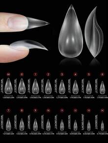 160PCS/Box Cat Claw Matte Nail Tips, No-Build Solid Thickened Full Cover False Nails, 3.5mm Translucent Tapered Pointed Fake Nails, Acrylic Nail Extensions Press On Nails For DIY Manicure Nail Art - Clear - View 2