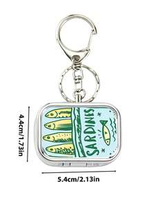 Vintage-Style Fun Sardine Square Pill Box Medicine Box With Keychain,Storage Compartment,Portable Jewelry Box,Mini Storage Box,Medicine Organizer Box,Suitable For Daily Medications And Vitamins,Only Empty Box - Multicolor - View 11