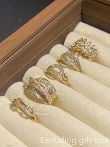 Set Of 5 Romantic Cubic Zirconia Rings, Women's Wedding Anniversary Gift (Gift Box Not Included) - 1# - View 6