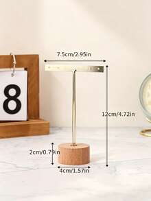 1pc Iron Art Earring Display Stand, Wooden Base T-Shaped Earring Holder Jewelry Display Rack Accessory Storage Display Prop - Multicolor - View 9