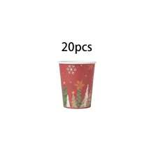 10/20/50/80 Pcs,Winter Holiday Merry Christmas Disposable Tableware Set,Red Green Christmas Tree Pattern 7 Inch & 9 Inch Paper Plates Napkins And 9oz Cups,Party Decor Supplies For Pre-Xmas Family Feast,Winter Solstice Dinner - Multicolor - View 16