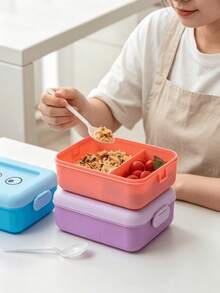 1pc Expressionfresh-Keepingunch Boxbuckle Seal Design Multi-Compartment Partition In The Box.Staple Foodand Side Dishes.Small And Portablechildren Go To School, Go Out For Picnics, And Office Workers Bring MealsDaily Mealsare Worry-Free And Beautiful - Multicolor - View 3