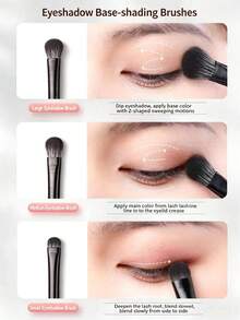 Set Kuas Rias Mata Hitam 11 Buah, Set Kuas Blending Eyeshadow Profesional, Cocok untuk Alis, Kontur Hidung, Concealer, Highlighter, Alat Rias Mata Bulu Sintetis Lembut, Cocok untuk Pemula - Hitam - View 4