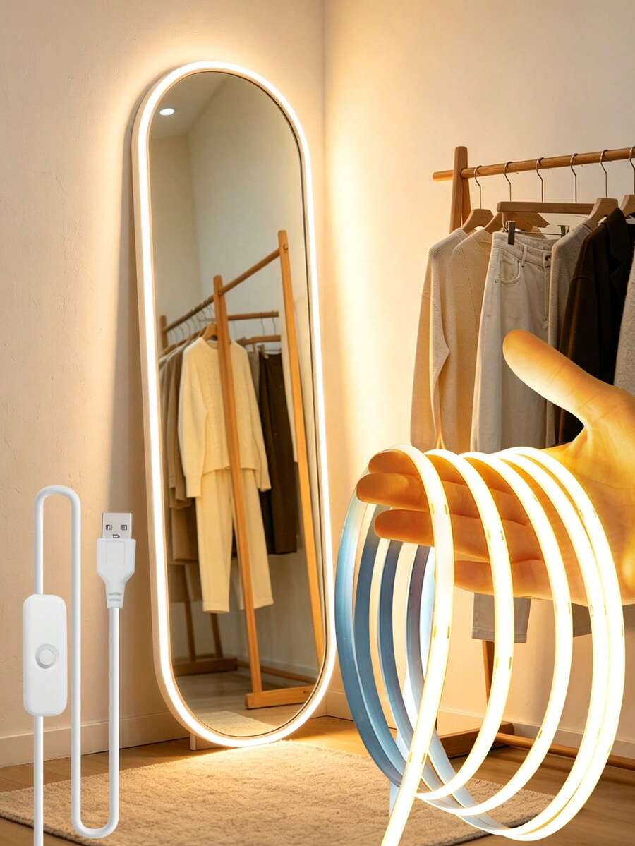 LED Light Strip, Christmas USB Powered 5V COB LED Light Bar, Christmas Lighting With Touch Control, Adjustable Brightness, Suitable For Christmas Decoration TV Backlight, Mirror Decoration, Bedroom LED Light, Living Room Decoration, Christmas Decoration, Holiday Lighting