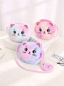 1pc Kids Cat Pattern Sequin Earring Faux Fur Large Capacity Cute Plush Crossbody Bag, Suitable For Daily, Party, Holiday - Multicolor - View 3