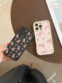 2 ốp lưng bảo vệ chính xác TPU chống sốc bao phủ toàn diện in gấu ngọt ngào, tương thích với Apple 11/12/13/14/15/16/16Pro/16ProMax/17/17pro/17ProMax/18pro 18ProMax - Nhiều màu - Xem 3