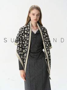 1pc Women's Polka Dot Paisley Pattern Elegant Elegant Polyester Faux Mink Triangular Scarf Shawl For All Seasons Daily Wear - Black Rice - View 3