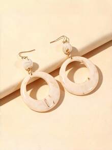 1 Pair Fashion Resin Round Long Earrings - Apricot - View 4
