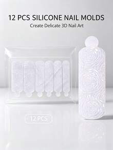 Reusable Textured Silicone Nail Extension Molds, 3D Embossed Pattern Double-Sided Nail Molds, DIY Polymer Gel Nail Art Tools, Suitable For Salon And Home Use - Multicolor - View 8