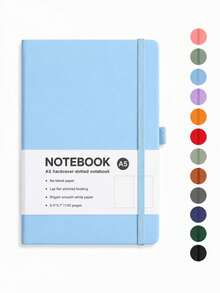 1pc A5 Hardcover Dot Grid Notebook, 192 Pages Dot Matrix Bullet Journal, Portable Notebook With Elastic Band And Pen Holder, Suitable For Writing, Planning, Journaling, School, Office And Study - A5 - View 12