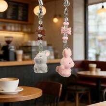 1/2/3pcs Candy Rabbit Keychain Lanyard, Handmade Beaded DIY Style Pendant, Cute Charm, Suitable For Bags And Packaging Decoration. Multi-Color/Set Available, Perfect Choice For Girls Toys And Holiday Party Gifts (Such As Halloween And Christmas). - Multicolor - View 6