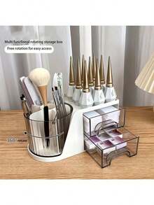 1pc New Nail Art Tool Storage Box, Multifunctional Rotating Storage Box, Easy To Use - Multicolor - View 4