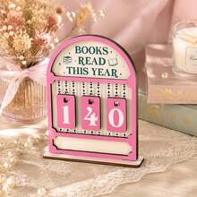 1pc Wood Plastic Composite Reading Counter Desktop Book Statistic Ornament Green Creative Calendar Style Read-Off Tracker Fun Home Decor Craft Reading Record Tool Pushable Page Flip Wooden Calendar Desktop Bookshelf Decoration Student Study Room Stationery Gift - Multicolor - View 9