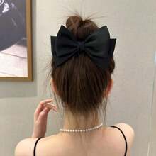 1pc French Retro Bow Hair Tie, High-End And Elegant Temperament, Wide Brim Will Not Damage Hair, Durable Hair Accessory, Easily Release Charm. - Multicolor - View 5