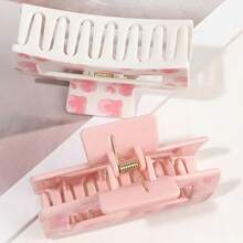 3pcs Minimalist Square Hollow Hair Clips, Sweet Hair Additions With Heart Pattern,Suitable For Casual Outdoor Wear - Multicolor - View 3