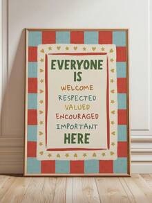1pc Everyone Is Welcome Print, Hand-Drawn Classroom Wall Art, Diversity And Inclusion Poster, School Counselor Office Decor Wall Decor Bedroom Decor - Multicolor - View 1