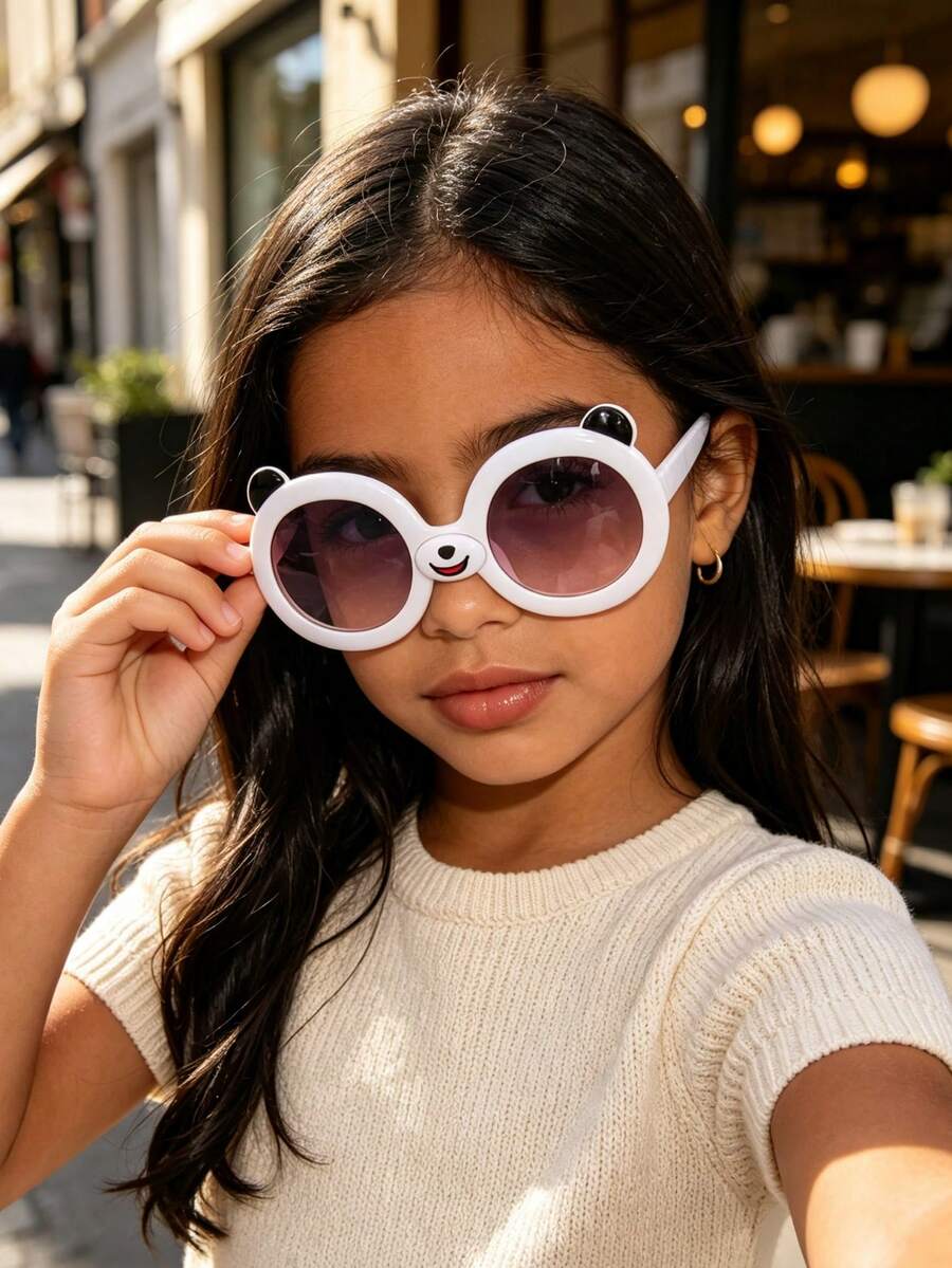 1 Pair Kids Fashion Glasses, Suitable For 3-12 Years Old Boys And Girls, Versatile Style, Personalized Photo Posing, Comfortable And Ultra-Lightweight - Multicolor - View 1