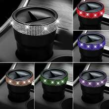 1pc Shiny Rhinestone Coin Storage Box, Creative Fashion Design, Mini Storage Container, Suitable For Car Cup Holder, Portable Car Coin Storage Bucket, Gift - Multicolor - View 2