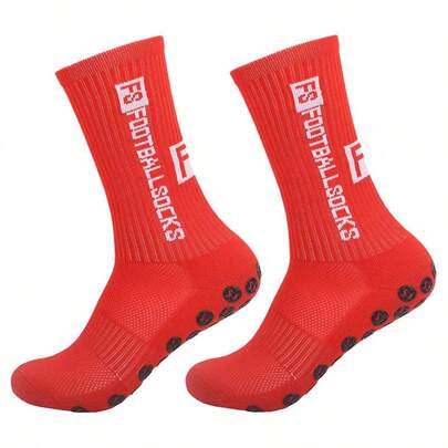 1/3/5/10 Pairs Unisex FS Printed Mid-Calf Soccer Socks, Non-Slip Rubber Dots On Sole, Breathable Mesh Moisture-Wicking, High Elasticity Fit, Multi-Function Sports Socks For Soccer, Basketball, Running, Training, Team Activities, Team Building, Gifts