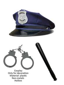 Cosplay Police Hat Set, Party Hat, Valentine's Day Hat Set, Cosplay Handcuffs, Cosplay Prop Stick, Halloween Gift Hat, Suitable For Theme Party, Party Costume, Police Style - Multicolor - View 12