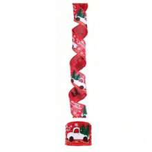 1 Roll Christmas Ribbon - 2 Inch X 5 Yards, Red Linen Grey Christmas Tree Pattern, Vintage Style, Suitable For DIY Wreaths, Gift Wrapping And Decoration - Multicolor - View 6