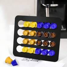 Wall-Mounted Capsule Storage Rack, Coffee Capsule Holder, Top-Mounted Coffee Dispenser With Adhesive Backing Bracket, Brushed Metal Modern Style, Suitable For Kitchen, Office, Hotel, Restaurant, No-Drill Glue Installation - Multicolor - View 9