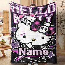 SANRIO 1件個性化法蘭絨毯,可愛卡通圖案,可客製化姓名文字,柔軟保暖,適合午睡、沙發、辦公室床鋪、露營旅行,多功能禮品蓋毯,四季皆宜 - 彩色 - 查看 4
