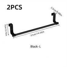 1pc Black Stainless Steel No-Drill Towel Rack, Single Bar Towel Rack, Cabinet Door Hanging Towel Bar, Long Dishcloth Rack, Suitable For Bath Towels, Bath Towels And Hand Towels, Kitchen Cabinet Door Dishcloth Hook. Perfect For Bathroom And Kitchen Towel Storage, Space-Saving, Suitable For Home Use. - Black - View 15