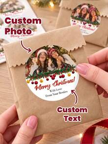 1/60/120pcs Customizable Christmas Round Stickers, Holiday Decoration Stickers, Personalized Christmas Labels, Perfect For Gift Boxes, Holiday Envelopes, Fragrance Containers, Home Decor, Great For Friends, Family, Partners, Christmas Gift Lovers, Suitable For Christmas Parties, Anniversary Gatherings, Holiday Dinners - Multicolor - View 2
