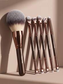 MAANGE 1/6pcs Professional Powder Brush, Large Soft Dense Makeup Brush, Mixed Makeup Brushes, Beauty Tool, Gift - Brown - View 2