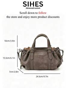 1pc Solid Color PU Leather New Women's Backpack, Shoulder Bag, Crossbody Bag, Fashion Square Handbag, Boston Bag, Zipper Closure, Dual Handles, Suitable For Commuting, Shopping, Dating, - Grey - View 4