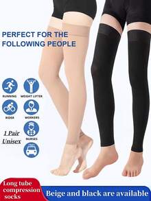 1 Pair Unisex 20-30 MmHg Compression Leg Sleeves, Comfortable Shaping, Running Fitness Sports Knee Support, Suitable For People Who Sit Or Stand For Long Periods - Multicolor - View 2