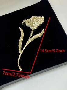 1pc Fashion Exaggerated Floral Brooch With Rhinestones - Gold - View 3