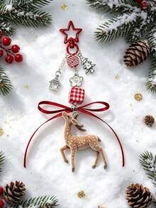 Christmas Reindeer Bag Pendant Keychain,Christmas Pendant Deer Bag Hanging, Y2k Retro Car Hanging Keychain Gift,Reindeer Pendant,Christmas Gift - Multicolor - View 2