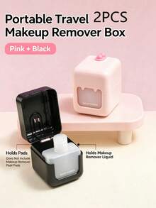 Portable Makeup Remover Box, 2-In-1 Travel Makeup Remover Container With Cotton Pad Storage And Liquid Reservoir, Compact Refillable Makeup Remover Box, Portable Cosmetic Storage Box, Suitable For Travel, Daily Use, Women - Multicolor - View 11