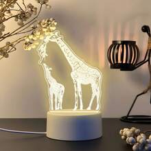 Giraffe Pattern Acrylic LED Night Light, USB Powered Warm Table Lamp, Cute Animal Art Decor, Adorable Bedroom Desktop Home Decoration, Sweet Birthday Holiday Gift For Animal Lovers - Warm white light - View 7