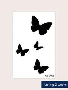 Herbal Juice Semi-Permanent Magic Tattoo Sticker, Large Butterfly Design, Long-Lasting 14 Days, Non-Fading, Non-Reflective, Temporary Tattoo Sticker For Arm, Shoulder, Neck, Collarbone, Waist, Abdomen, Body, 1pc/Pack - Blue - View 7