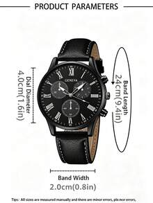 4pcs A Luxury Men's Watch And Accessory Set Featuring A Business-Casual Style; An Ideal Gift For Father's Day, Birthdays, Or Everyday Wear. - Black - View 4
