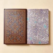 Vintage Hardcover Journal Notebook, Antique Gilded Floral Pattern, Thick Cream Yellow Paper, With Ribbon Bookmark & Metal Corner Protector, Ideal Gift For Diary Writing, Sketching & Note Taking - Multicolor - View 5