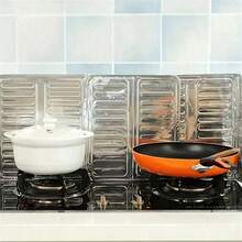 2pcs Kitchen Gas Stove Oil Splash Guard, Non-Food Contact Anti-Splash Cover, Foldable Gas Stove Oil Blocker, Kitchen Cookware Oil Splash Screen, Heat-Insulated Anti-Splash Pot, Essential Outdoor Cooking Accessory, Kitchen Essential - Silver - View 8
