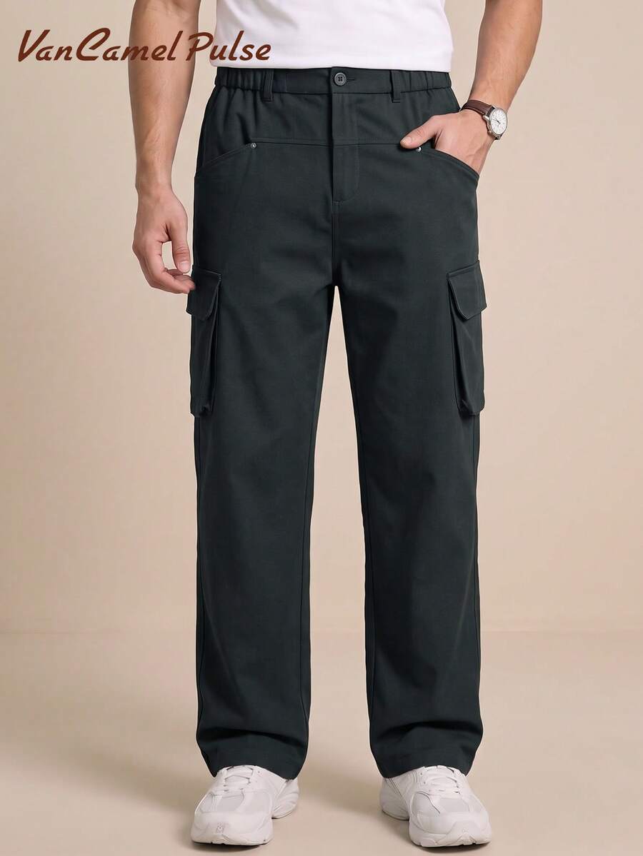 Vancamel Pulse Men's Pants Outdoor Casual Style Men's Cargo Long Pants Functional Style Versatile Minimalist Solid Color Men's Long Pants - Black - View 1