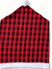 1pc Christmas Chair Cover Red & Black Plaid Decorative Christmas Chair Set - Multicolor - View 3
