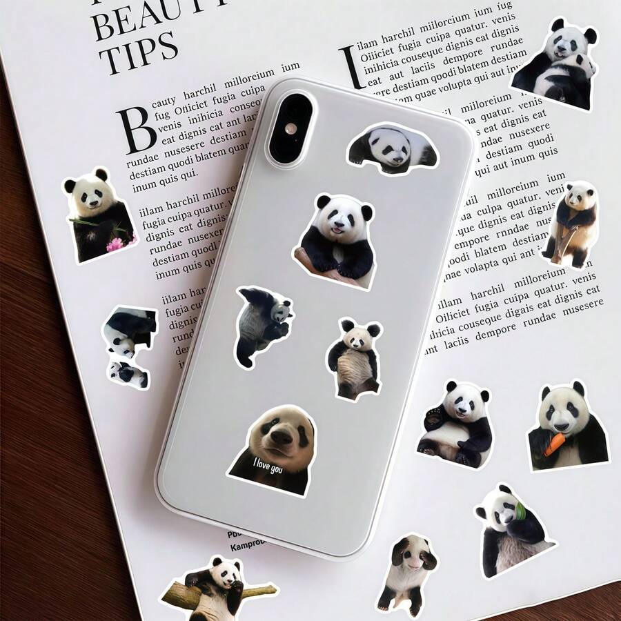61pcs Cute Panda Stickers, Thin Fit For Laptop, Computer, Smartphone ...