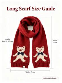 Cartoon Knitted Deer Plush Bear Yellow Scarf Women's Winter Atmosphere Warm Neck Protector Cold-Proof Versatile Shawl - Red - View 9