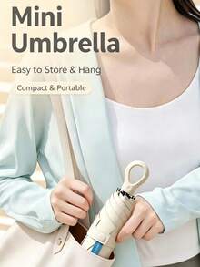 Capsule Ring-Buckle Sun & Rain Umbrella - Mini Foldable, 24 Fiber Black Steel Ribs, Thickened Black Coated UV Protection Fabric, Manual Open & Close, Convenient Hanging Ring Buckle Storage, Suitable For Shopping, Camping, Travel, Students, Business Trips, Commuting, Walking, Sun Protection, Rain Protection, Pocket Sun Umbrella, Dual-Use Sun & Rain Umbrella, Portable Storage Umbrella - Multicolor - View 6